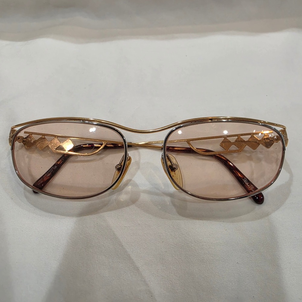 Paloma Picasso Sunglasses Women 50-17-135 Gold Rose Tint Good Vintage 3800 42